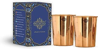 Buy INDIAN ART VILLA Pure Brass Glass Tumbler with Lining Classic ...