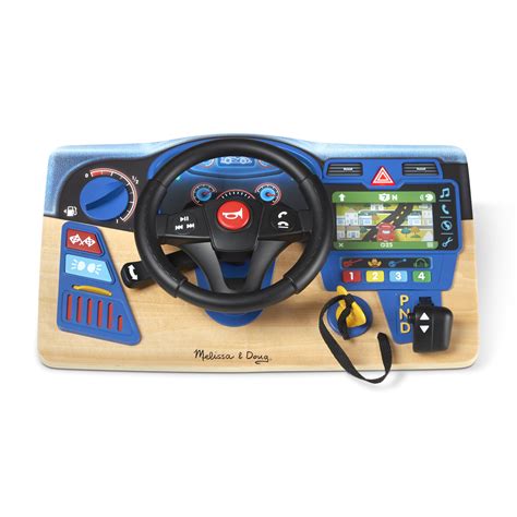 Melissa & Doug Vroom & Zoom Interactive Wooden Dashboard Steering Wheel Pretend Play Driving Toy ...