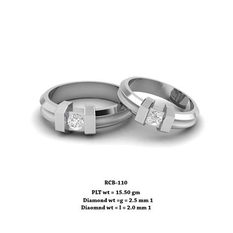 RCB 110" The Iced Out Ring " Platinum couple rings studded with solita ...