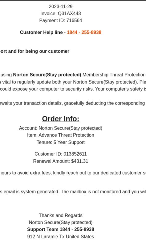 (844) 255-8938 Norton $431.31 Small center scammer 🐥 🐔 : r/ScamNumbers