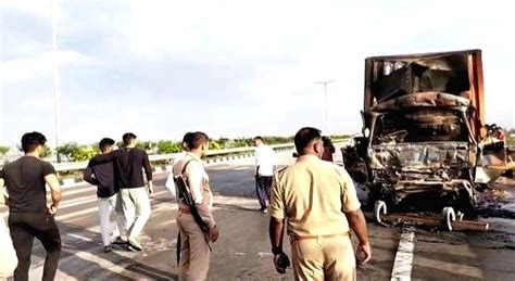 Free Photo : Truck caught fire after accident on Eastern Peripheral ...
