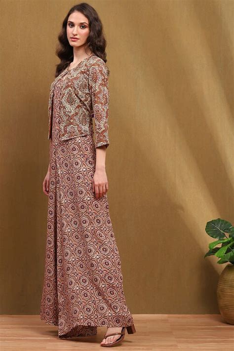 Buy Beige Block-Printed Straight Jumpsuit Online at Biba India