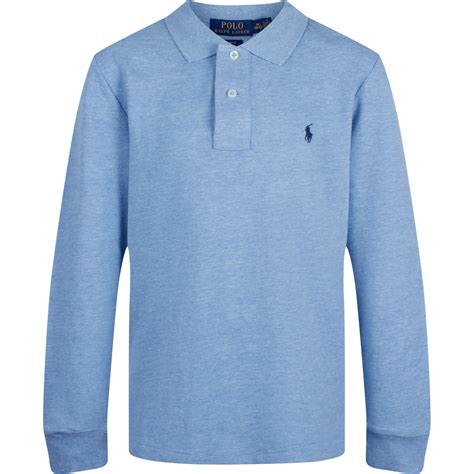 Polo Ralph Lauren Boys Long Sleeve Polo Shirt in Light Blue ...