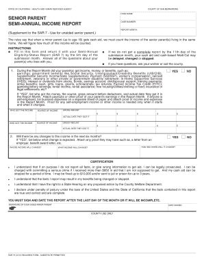 Fillable Online Senior Parent Semi-Annual Income Report Fax Email Print ...
