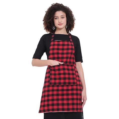 GLUN Waterproof Full Size Unisex Kitchen Checkered Apron with 2 Big ...