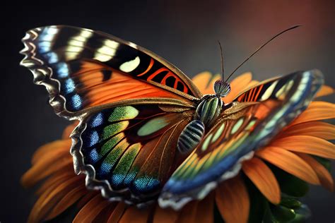 Beautiful butterfly on a flower on sunflowers. Generative Ai. 22263302 ...