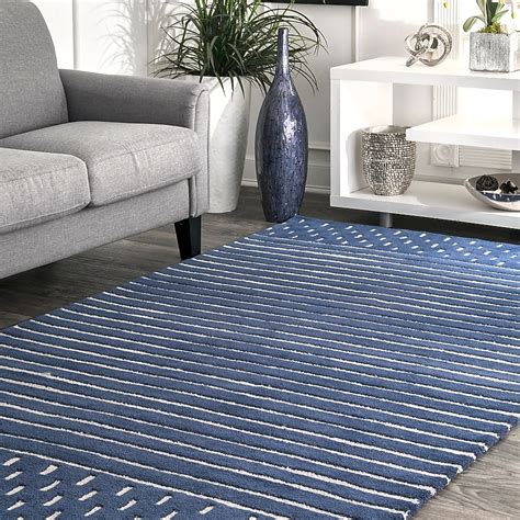 nuLOOM 5 X 8 (ft) Wool Navy Indoor Stripe Area Rug MTNR01A-508 at Lowes.com