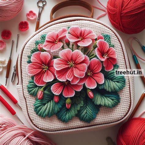 Geranium Crochet Ideas for Grocery Bags, Pouches, Handbags, Medicine ...
