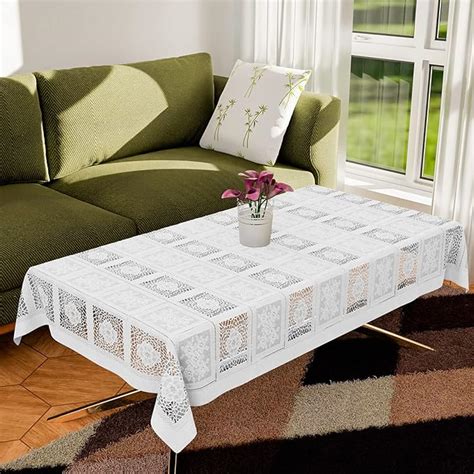 Buy Kuber Industries Center Table Cover | Cotton Net Square Flower ...