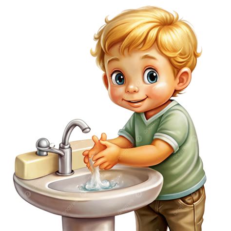 Boy Washing Hands Clipart
