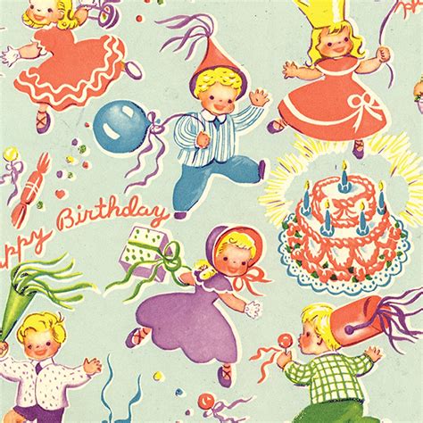 Jillson Roberts Recycled Flat Gift Wrap, Retro Birthday Pals, 12-Sheet ...