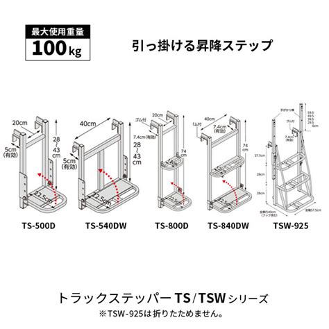 長谷川工業 TS/TSWトラックステッパー 引っ掛けるはしごTS-500D/TS-540DW/TS-800D/TS-840DW/TSW-925全5種