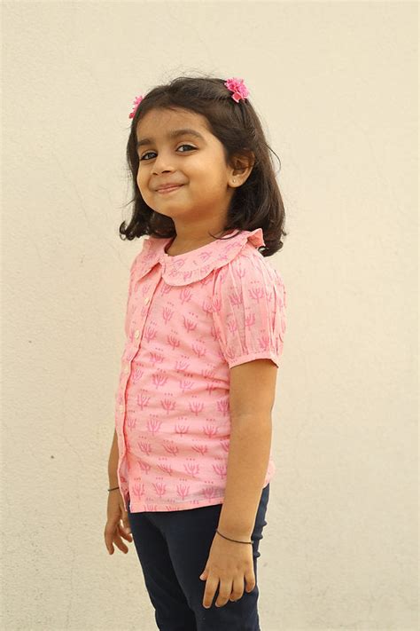 Soft pink 100% cotton peter pan collar top | PyaraBaby
