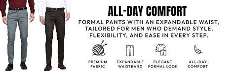 Buy Vogaan Formal Pant with Expandable Waist for Men | Men's Cotton ...