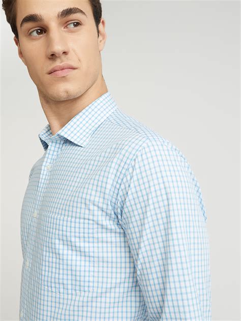 Park Avenue Blue Checks Slim Fit Cotton Formal Shirt – MyRaymond