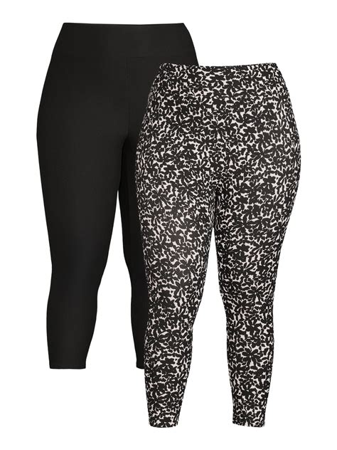 Terra and Sky Women’s Plus Size Capri Leggings, 2-Pack, Sizes 1X-4X ...