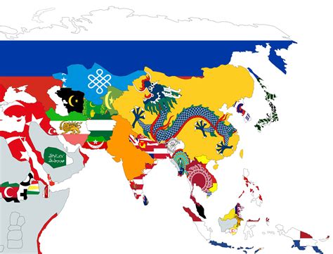 Asia Map Flags Post United Asia Flag Map By CatalinVizireanu On