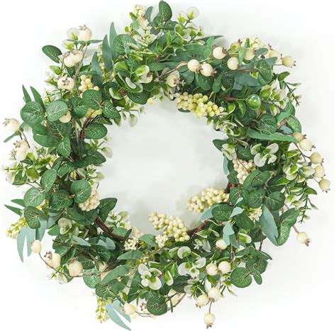 Amazon.com: Eucalyptus Wreath for Front Door, Artificial Green Front ...