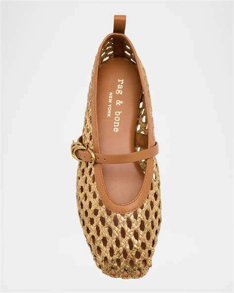 Rag & Bone Spire Raffia Mary Jane Ballet Flats | Neiman Marcus