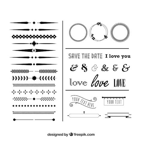 Hochzeit Ornamente Sammlung | Kostenlose Vektor