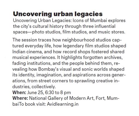 Icons of Bombay: Photo, Film Studios & Music Stores | NGMA Event