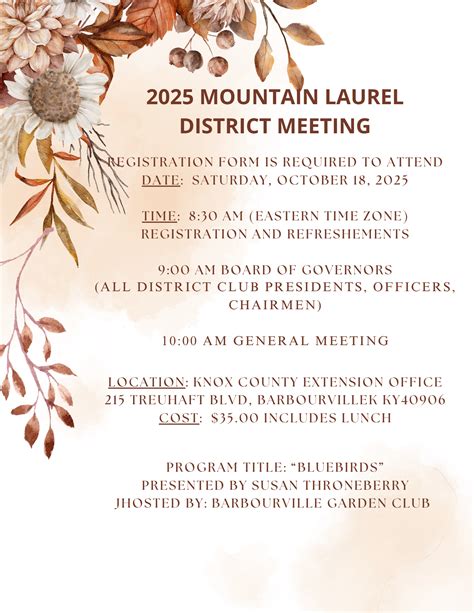 Mountain Laurel District Meeting October 18, 2025 – The Garden Club of KY
