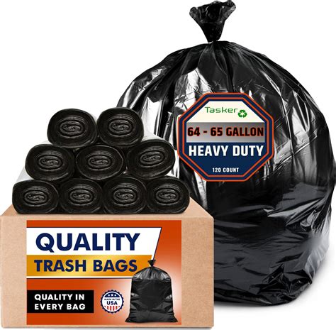 Amazon.com: Veska 64-65 Gallon Black Trash Bags, (120 Bags Value pack ...