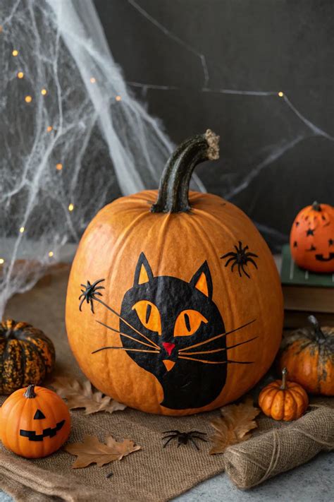 19+ Creative Cat Pumpkin Painting Ideas