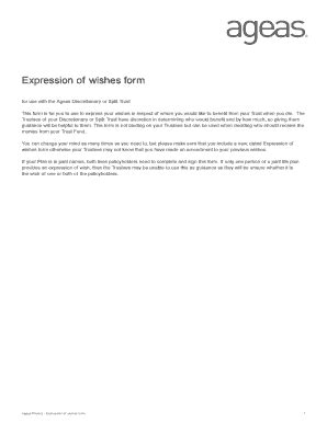 Fillable Online Expression of wishes form - Ageas Protect Fax Email ...