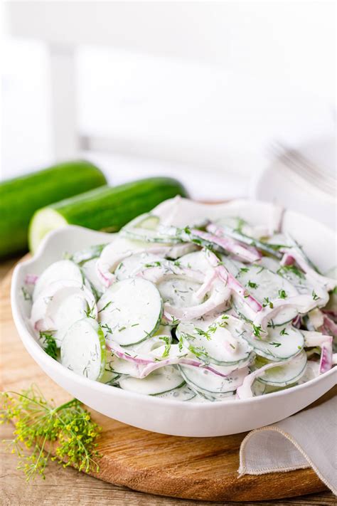 Creamy Dill Cucumber Salad with Sour Cream and Fresh Baby Dill ...