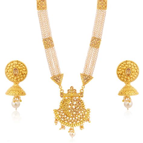 Buy Sukkhi Classic LCT Gold Plated Wedding Jewellery Pearl Long Haram ...