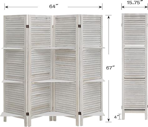 ECOMEX 4 Panel Room Divider with Shelves - Dark India | Ubuy