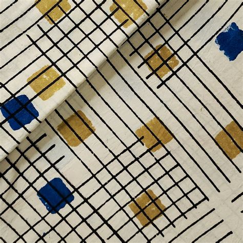 Pure Cotton Ajrak Cream With Black Stripes With Blue And Mustard Check ...