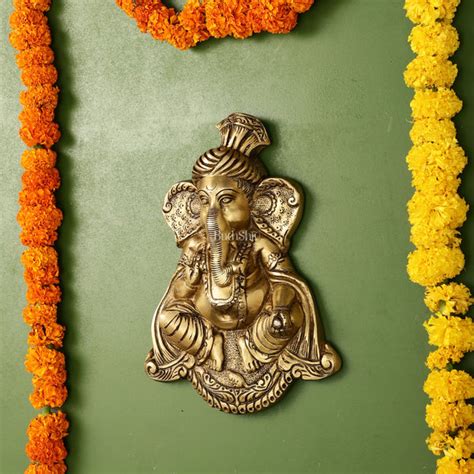Buy Brass Superfine Lord Ganesha Wall Hanging - 10x7.5x2 Inch ...