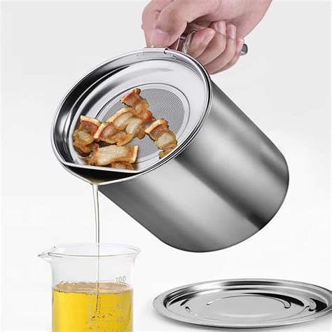 DERCLIVE 60oz Bacon Grease Container with Strainer,1.8L Stainless Steel ...