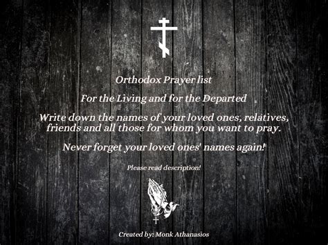 Orthodox Prayer List Prayers for the Dead Prayers for the Living ...