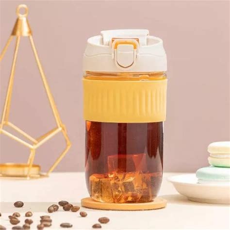 Buy Borosil Travel Mug with Silicone Sleeve, Borosilicate Glass, Glass ...