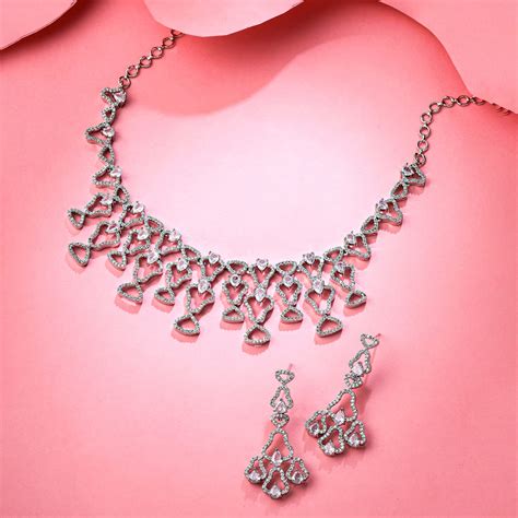 Yellow Chimes Jewellery Set for Women and Girls American Diamond ...