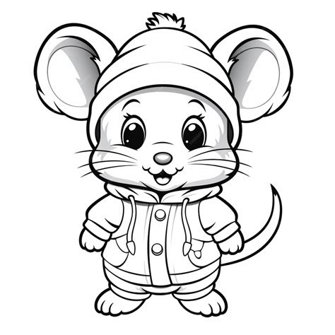 Premium Photo | Cute mouse cartoon clipart black and white drawing ...