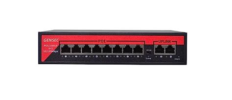 GENSEC® 8 Port PoE Switch Power Over Ethernet + 2 Uplink Port Network ...