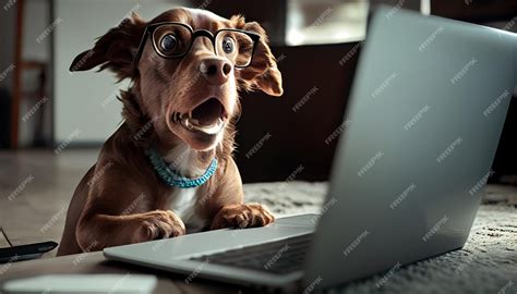 Dog On Computer Glasses