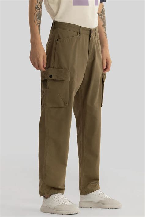 Buy Men's Zoe Khaki Loose Fit Cargo Pants Online | Snitch – SNITCH