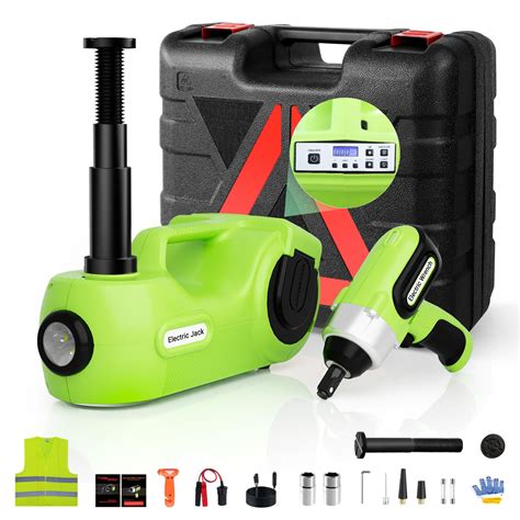 Electric Car Jack Kit 5 Ton 12V Electric Jack Hydraulic kit with Electric Impact Wrench and Tire ...