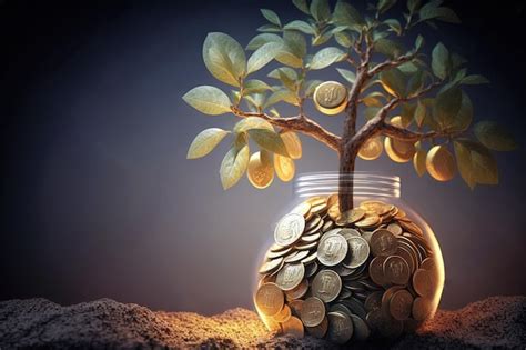 A tree planted among money bears coins and makes its owner rich ai ...