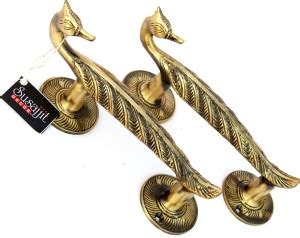 SUSAJJIT DECOR DPeacock Door Handle of Brass (Set of 2 ) Brass Door ...