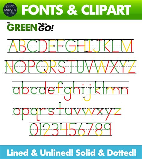 Color Tracing Font - Letter Formation - Green Means Go Font & Clipart - Dyslexic | Made By Teachers