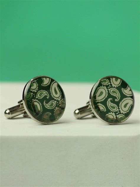 Green Paisley Cufflinks