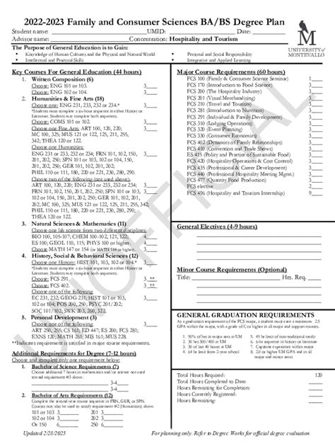 Fillable Online 2022-2023 Family and Consumer Sciences Degree Plan Fax ...