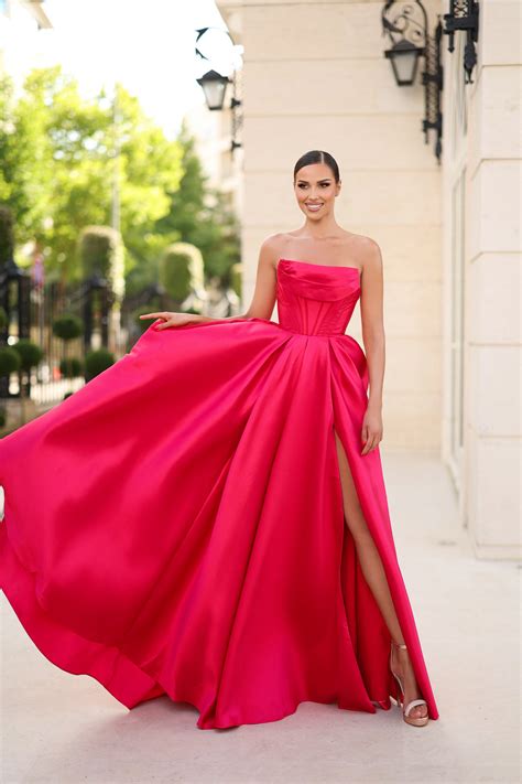 Ruby Red Tina Holly TK241F Ball Gown Long Slit Formal Prom Dress for $550.0 – The Dress Outlet