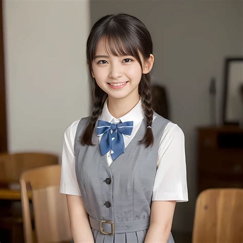 Arafed asian woman in a school uniform posing for a picture - SeaArt AI